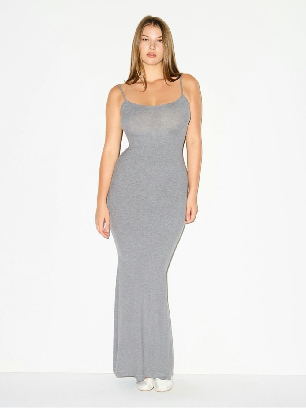 NWT SKIMS Heather Grey Soft Lounge Long Slip Dress in Size Large